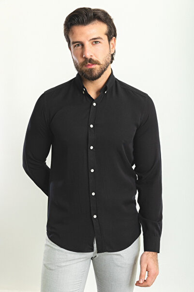 Mcr Plain Slim Fit Long Sleeve Men's Shirt
