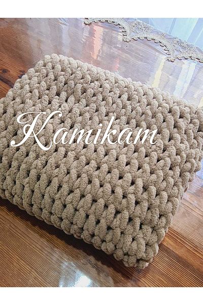 KAMİKAM Plush, Velvet, Soft Alize Hand Knitted Baby and Tv Blanket, Sofa Wrap