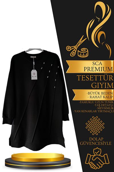 SCA Black Tunic - Elegance with Stone Detail