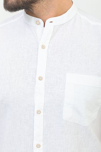 Mcr Slim Fit Judge Collar Short Sleeve Linen Men's Shirt White - 37749.23Y
