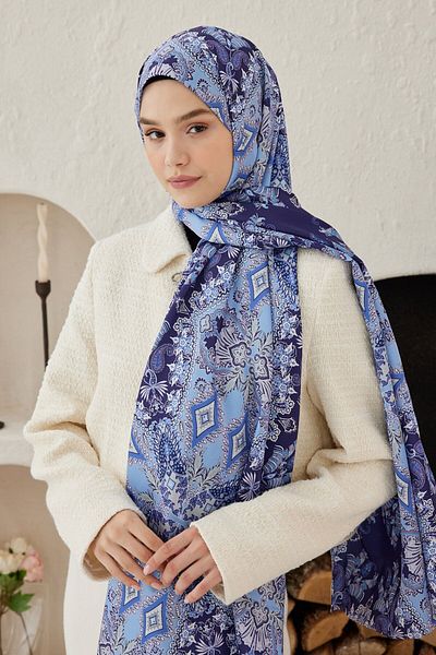Modakaşmir Pleat Patterned Silky Shawl