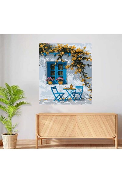 Lamba Cini Sayılarla Boyama Kasnaklı Tablo Seti Fırça Boya Dahil 40x50 MAVİ P...