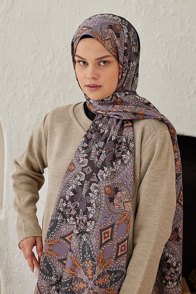 Modakaşmir Pleat Patterned Silky Shawl