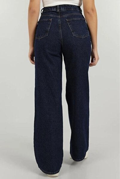 DRC trend Γυναικείο ψηλόμεσο Navy Blue Palazzo Jean παντελόνι COCOA