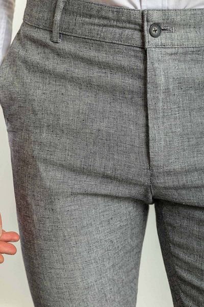 Mcr Patterned Super Slim Fit Linen Men's Trousers Black - 38157.23Y