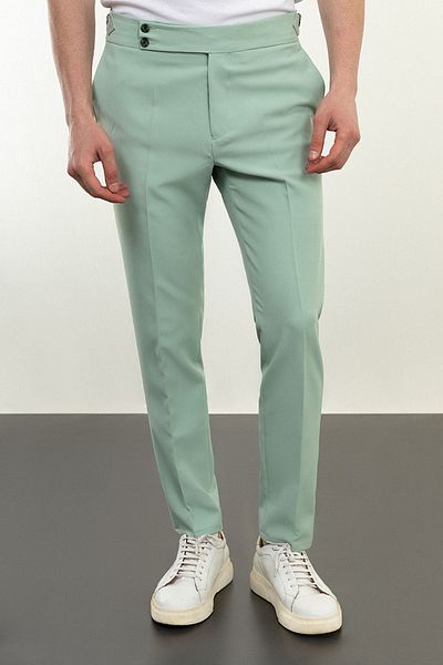 Mcr Straight Super Slim Fit Belted Men's Pants Çağla - 38138.23Y