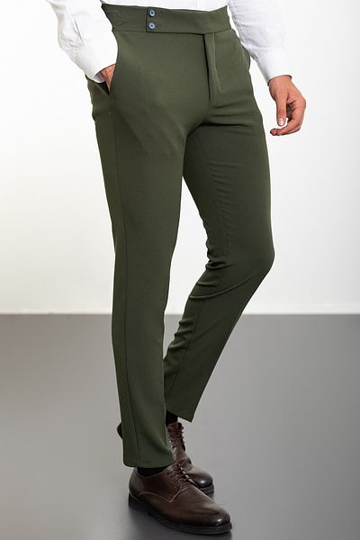 Mcr Straight Super Slim Fit Belted Men's Trousers Khaki - 38138.23Y