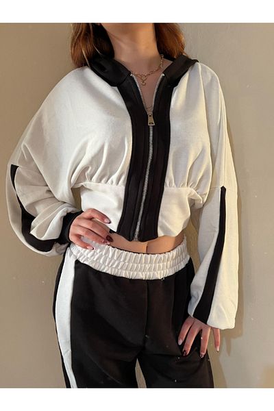 Valeur Garnished Zippered Hooded Women's Double Tracksuit Set
