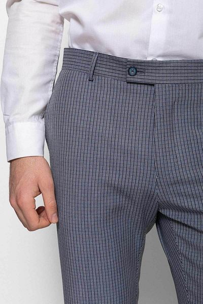 Mcr Checkered Super Slim Fit Men's Trousers Navy Blue - 38062.22Y