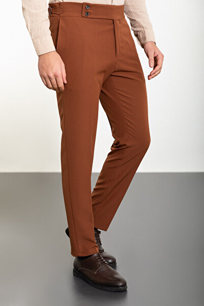 Mcr Straight Super Slim Fit Belted Men's Trousers Hazelnut - 38138.23Y