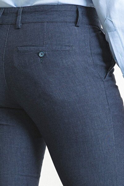 Mcr Ανδρικό παντελόνι λινό με σχέδια σε λεπτή εφαρμογή Navy Blue - 38153.23Y