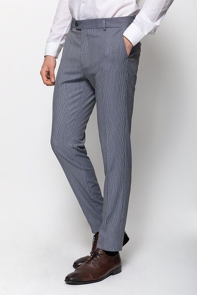 Mcr Checkered Super Slim Fit Men's Trousers Navy Blue - 38062.22Y