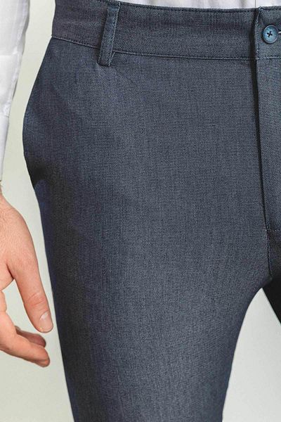Mcr Patterned Super Slim Fit Men's Trousers Navy Blue-Ecru - 38160.23Y