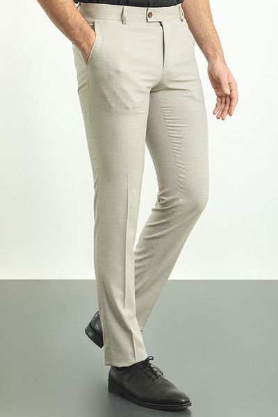 Mcr Patterned Slim Fit Classic Men's Trousers Gray - 38142.23Y