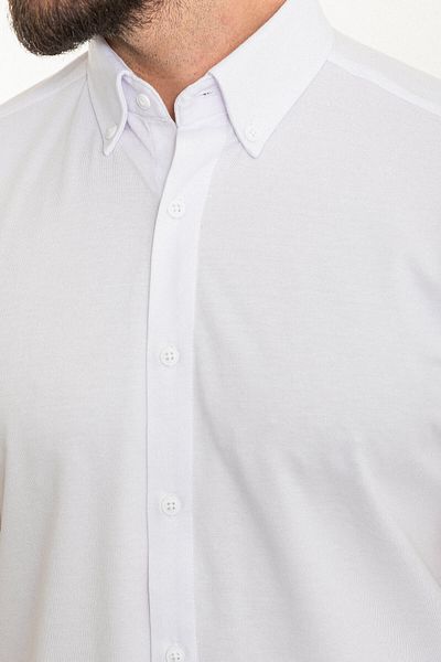 Mcr Plain White Slim Fit Short Sleeve Men's Shirt