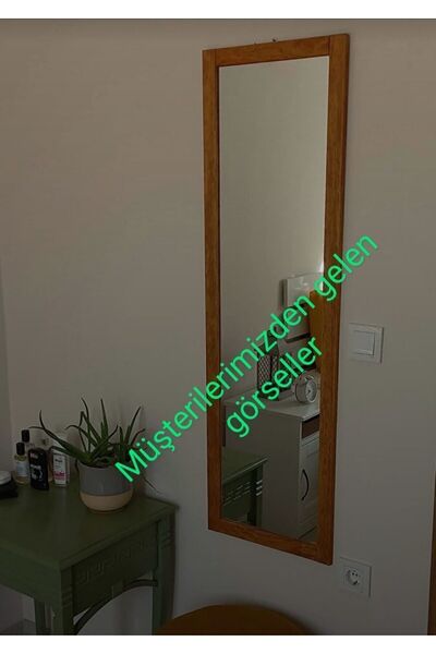 MİRRORSS Beautiful Mirror Ahşap Çerçeve Duvar Hol Antre Ofis Ayna Doğal Ahşap (111 x 36 cm )