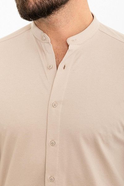 Mcr Straight Slim Fit Judge Collar Long Sleeve Men's Shirt Beige - 37901.24Y