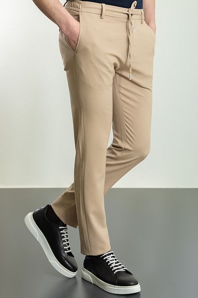 Mcr Straight Super Slim Fit Drawstring Men's Trousers Beige - 38145.23Y