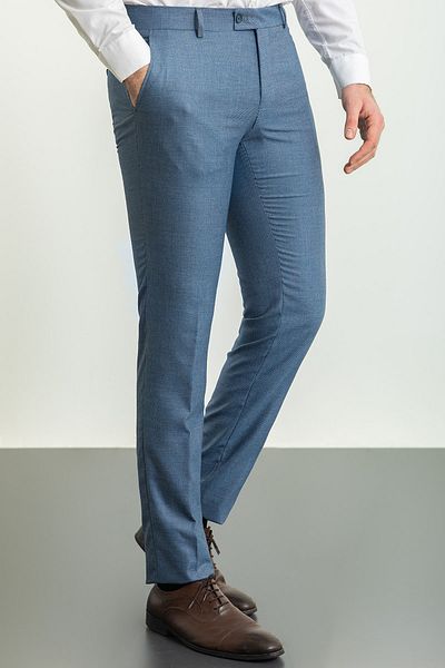 Mcr Patterned Slim Fit Classic Men's Trousers Navy Blue - 38165.23Y