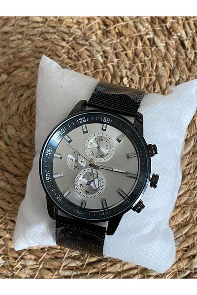 Brality Black Cord Men's Wristwatch - White Dial - Mesh Cord Model: 6027