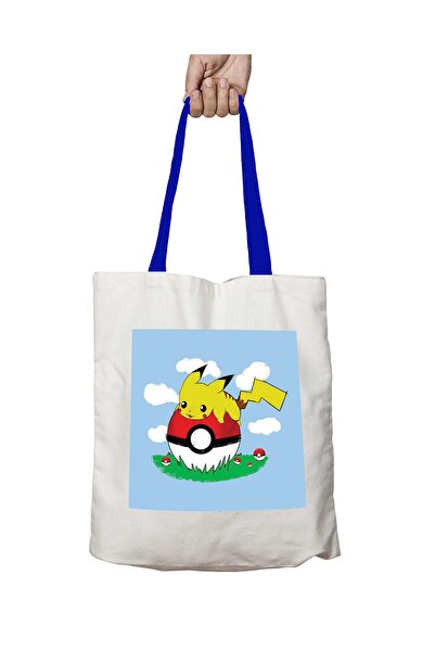 ART HEDİYE حقيبة كتف بوكيمون بيكاتشو بمقبض أزرق (2) قابلة للغسل