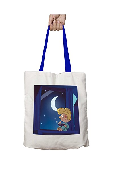 ART HEDİYE حقيبة كتف سيدريك ليلية قابلة للغسل بمقبض أزرق