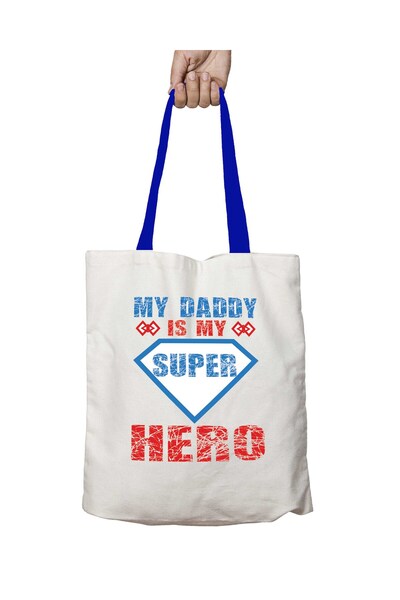 ART HEDİYE Синя сумка з ручками My Daddy Is My Super Hero, що можна прати