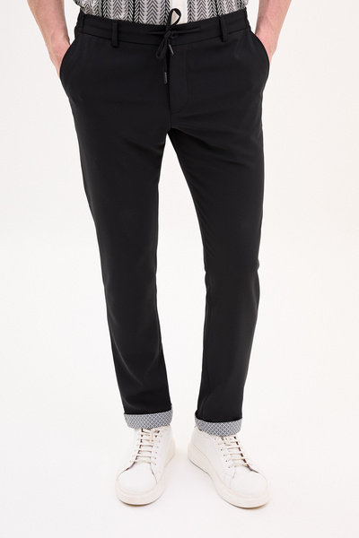 Mcr Прямі чоловічі штани Super Slim Fit з еластичним поясом і шнурком, чорні - 38264.24Y