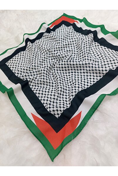 istanbul prensesleri Шарф з палестинською тематикою 50x50, нековзний, креп, яскраві кольори, модель з прапором, 10 ШТУК