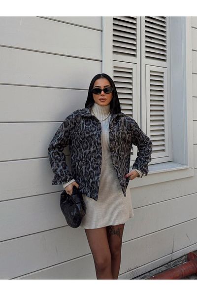 CELITA Jachetă de damă oversize cu model leopard de sezon nou