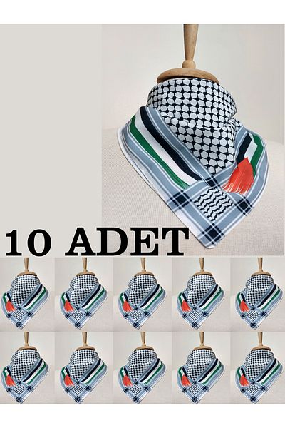 istanbul prensesleri Palestine Themed Scarf 50X50 Non-Slip Crepe Vibrant Colors Flag Model 10 Pcs