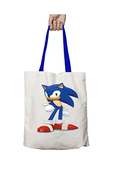 ART HEDİYE حقيبة كتف سونيك هيدجوغ قابلة للغسل بمقبض أزرق