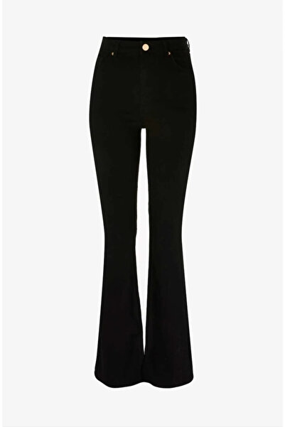 LİMABEL Black High Waist Women's Flare Leg Jeans Flare Lycra Jeans