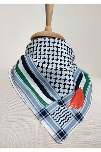 istanbul prensesleri Palestine Themed Scarf 50X50 Non-Slip Crepe Vibrant Colors Flag Model 10 Pcs