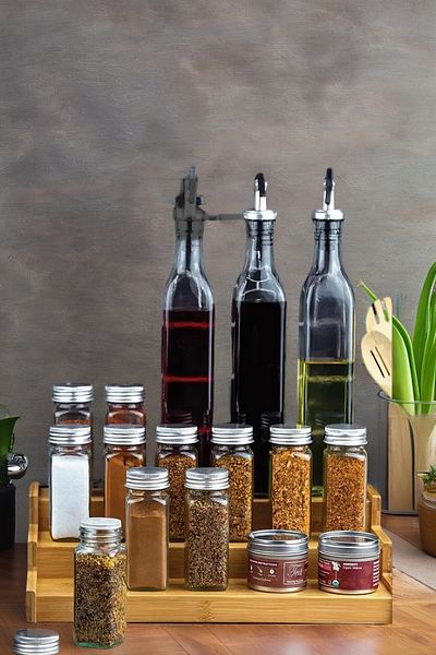 Open Home Concept Bamboo 3-Tier Stand Organizer, Spice Rack Organizer