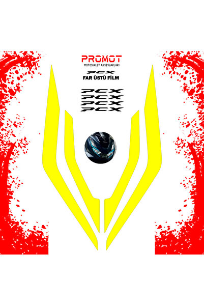 MOTOSEPETİM PCX 125/150 UYUMLU FAR KAPLAMA STİCKER 2021-24 SARI