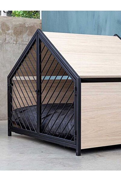 A&N Dekor Ev Tipi Köpek Kulübesi / Metal / Siyah / 108x60x90(H)