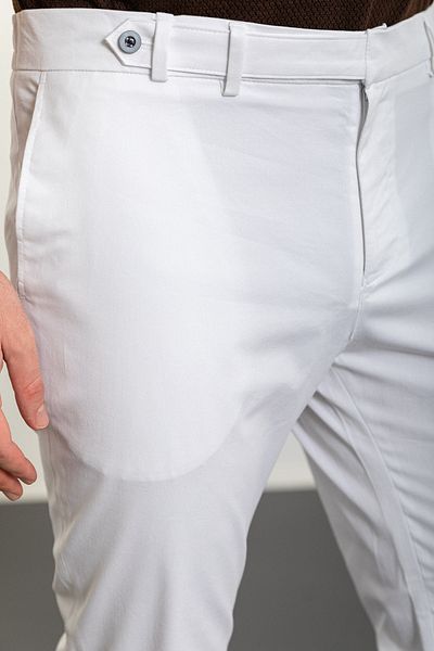 Mcr Straight Super Slim Fit Belted Men's Trousers White - 38238.24Y