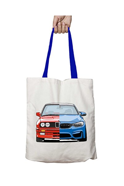 ART HEDİYE Blue Handle Bmw M3 Red Blue Washable Shoulder Bag
