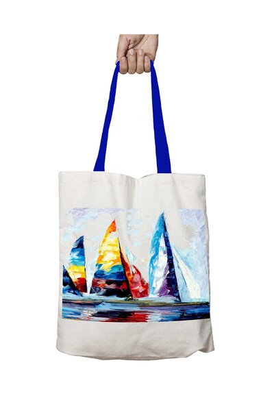 ART HEDİYE Сині кольорові вітрила з синіми ручками, пранні, сумки через плече