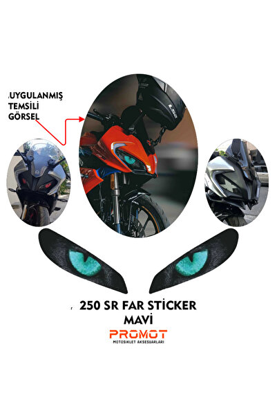 MOTOSEPETİM CFMOTO 250 SR UYUMLU FAR KAPLAMA STİCKER MAVİ