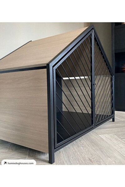 A&N Dekor Ev Tipi Köpek Kulübesi / Metal / Siyah / 108x60x90(H)