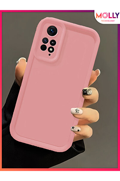 Molly حافظة سيليكون سميكة ذات حواف وردية رملية لهاتف Xiaomi Redmi Note 11 PRO