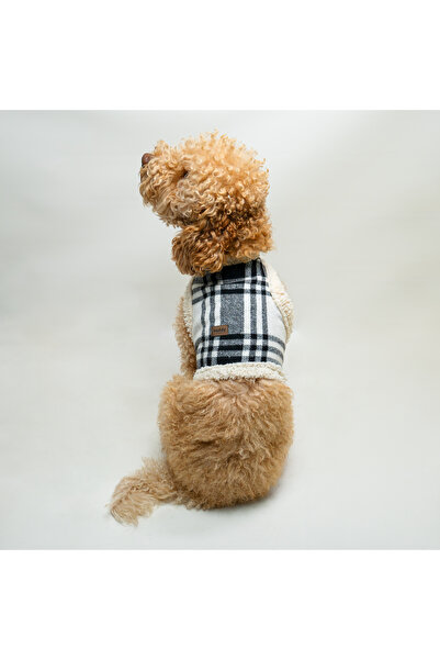 Buddy Store Kedi & Köpekler Için Oduncu Yeleği - Çevresi Peluş Siyah Oduncu Y...