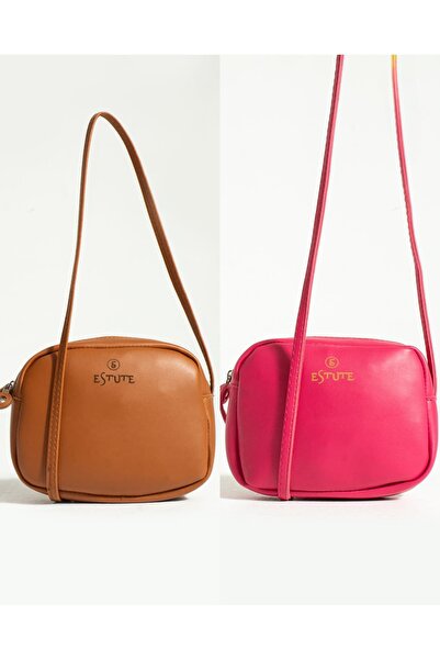 ESTUTE Kadın 2 Li Paket Çanta Çapraz Askılı Fermuarlı Ayarlanabilir askılı Ya...