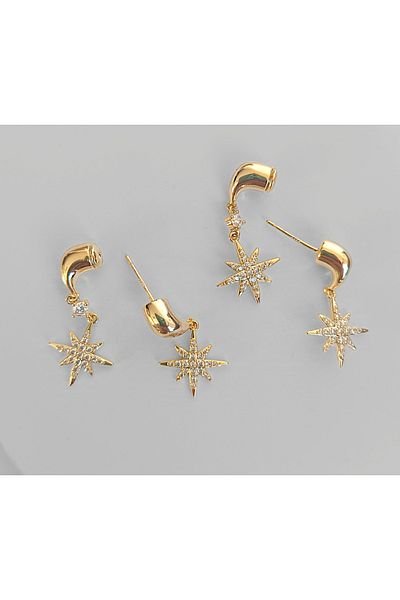 Marlenka Interlocking Two Sided Design Star Earrings