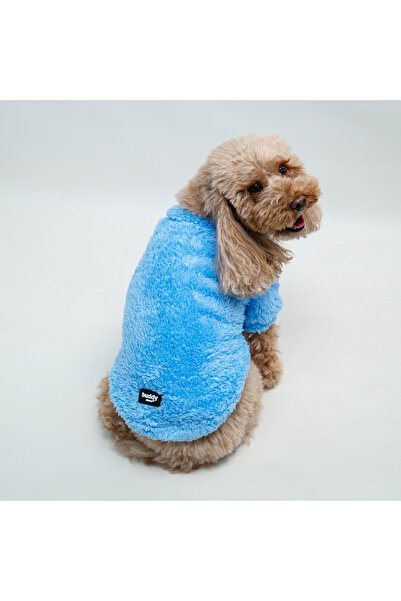 Buddy Store Kedi & Köpek Kıyafeti Elbiseleri kıyafetleri - Bebe Mavisi Bisiklet Yaka Peluş Sweat