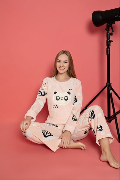 Free Beka Women's Long Sleeve Pajama Set Fleece Warm Fabric