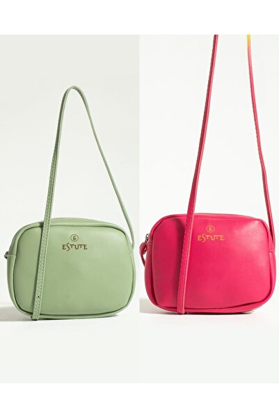ESTUTE Kadın 2 Li Paket Çanta Çapraz Askılı Fermuarlı Ayarlanabilir askılı Ya...