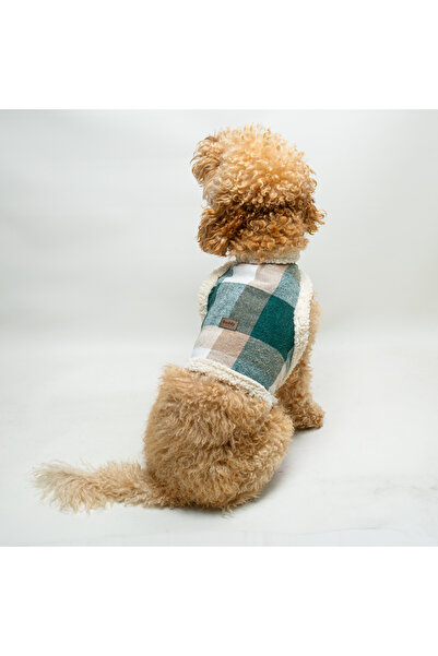 Buddy Store Kedi & Köpekler Için Oduncu Yeleği - Çevresi Peluş Yeşil Oduncu Y...